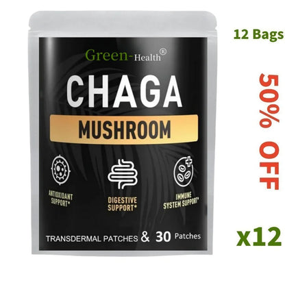 Chaga Mushroom Transdermal Patches for Digestion, Energy, & Immune Support-30 Patches One Month Supply