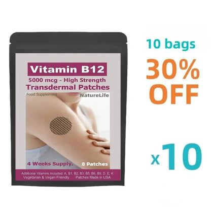 Vitamin B12-5000mcg ( Strength) Plus Additional Vitamins - Transdermal Patches. Patches Made In Usa. 8 Weeks Supply.