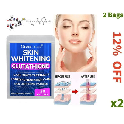 30 Patches GLUTATHIONE Transdermal Patches Skin Whitening Antioxidant Anti-aging Vitamin C