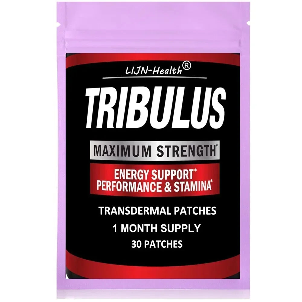 Tribulus Terrestris Extract Transdermal Patches Energy Booster with Estrogen Blocker 30 Patches One Month Supply