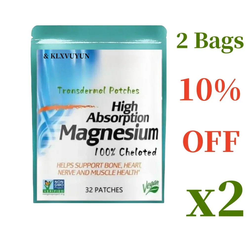 High Absorption Magnesium Transdermal Patches, 32 Patches For 1 Month Supply