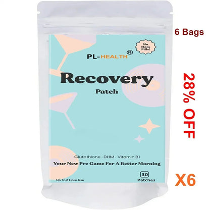 Recovery Transdermal Patches Supports Morning After with Vitamin B1, DHM, Glutathione 30 Patches One Month Supply