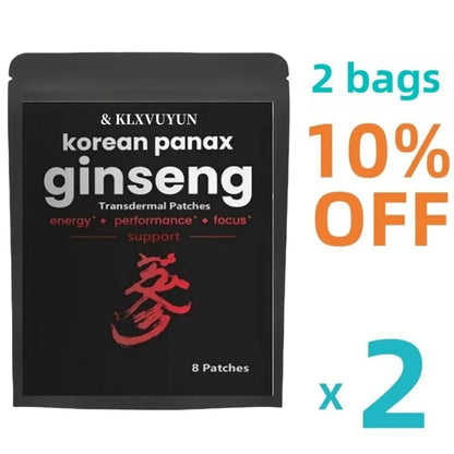 Korean Red Panax Ginseng 5000mcg 8 Transdermal Patches Strength Root ct Powder Supplement With High Ginsenosides